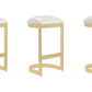 Manhattan Comfort Aura 28.54 in. White and Polished Brass Stainless Steel Bar Stool (Set of 3) | Bar Stools | Modishstore