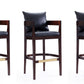 Manhattan Comfort Ritz 38 in. Black and Dark Walnut Beech Wood Barstool (Set of 3) | Bar Stools | Modishstore