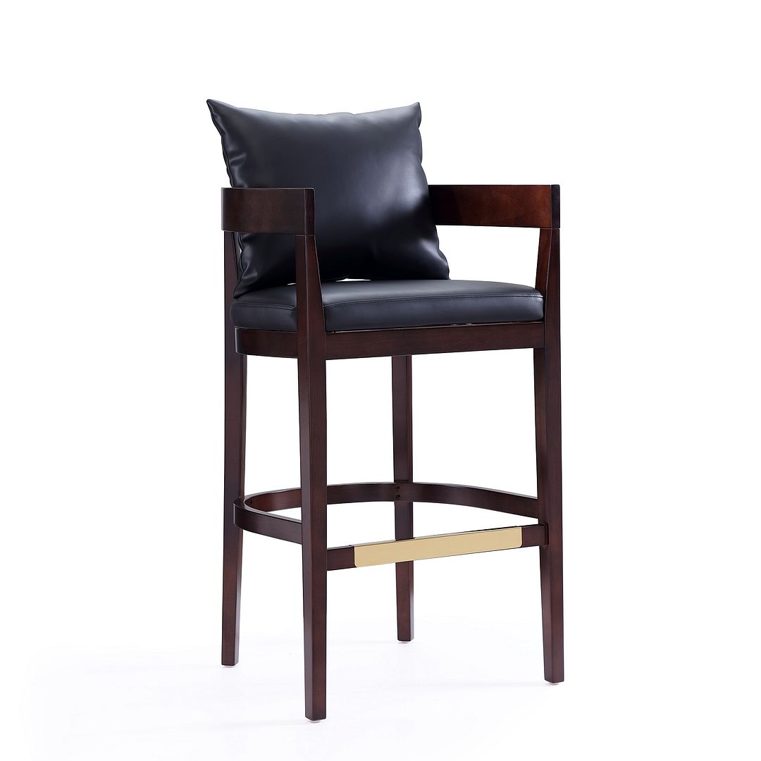 Manhattan Comfort Ritz 38 in. Black and Dark Walnut Beech Wood Barstool (Set of 3) | Bar Stools | Modishstore-2