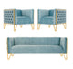 Manhattan Comfort Vector 3-Piece Grey and Gold Sofa and Armchair Set | Sofas | Modishstore-2
