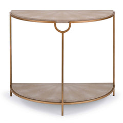Vogue Shagreen Demilune Console Ivory Grey And Brass By Regina Andrew