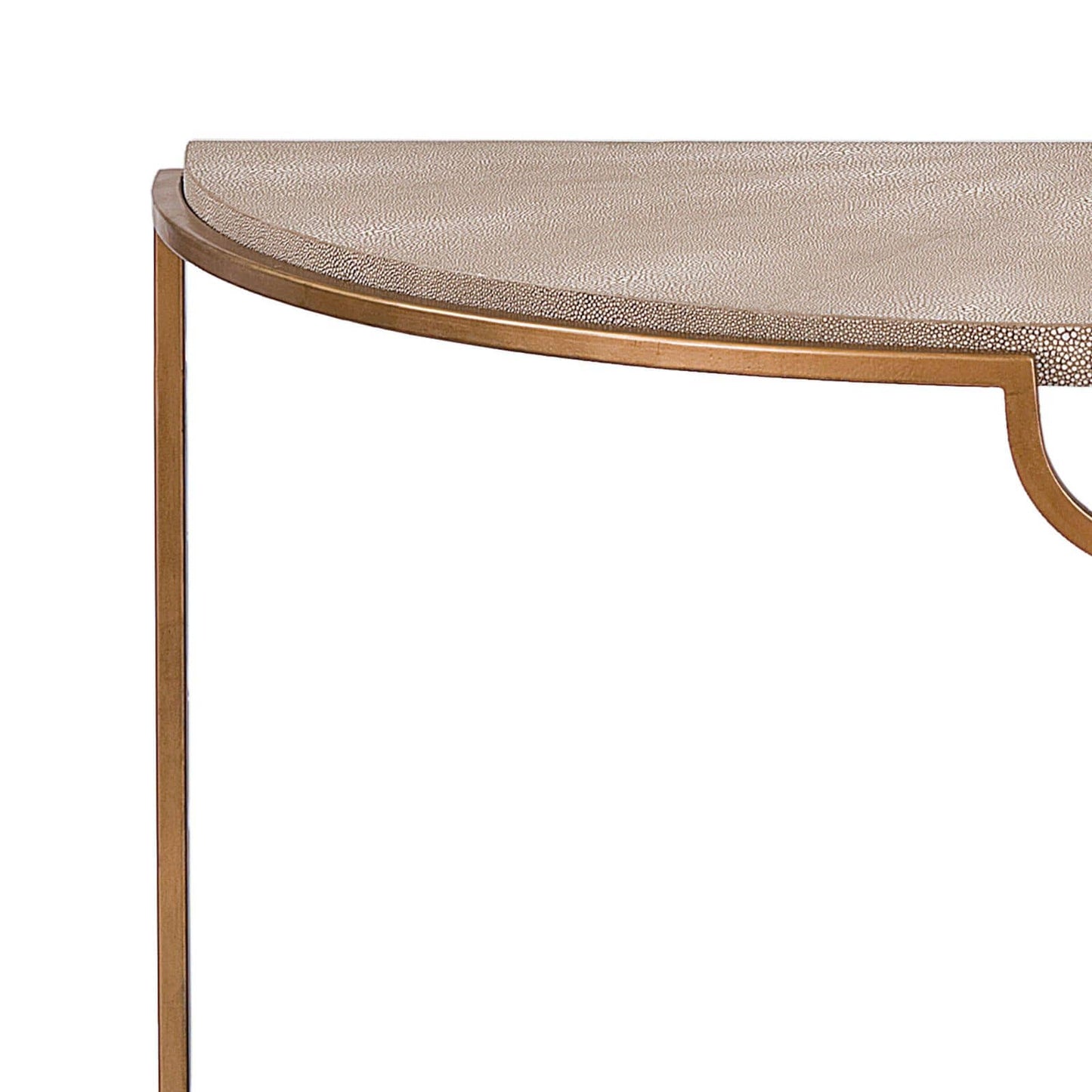Vogue Shagreen Demilune Console Ivory Grey And Brass By Regina Andrew | Console Tables | Modishstore - 3