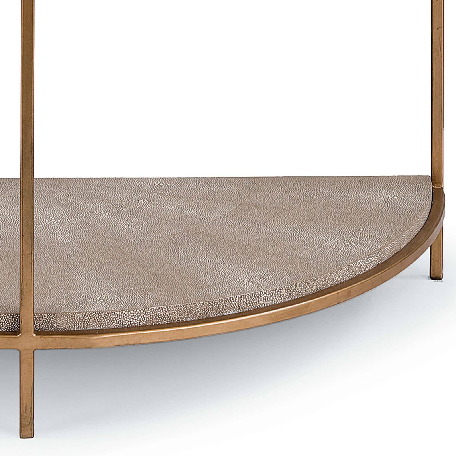 Vogue Shagreen Demilune Console Ivory Grey And Brass By Regina Andrew | Console Tables | Modishstore - 2