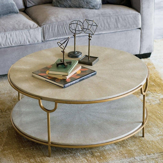 Vogue Shagreen Cocktail Table Ivory Grey And Brass By Regina Andrew | Coffee Tables | Modishstore
