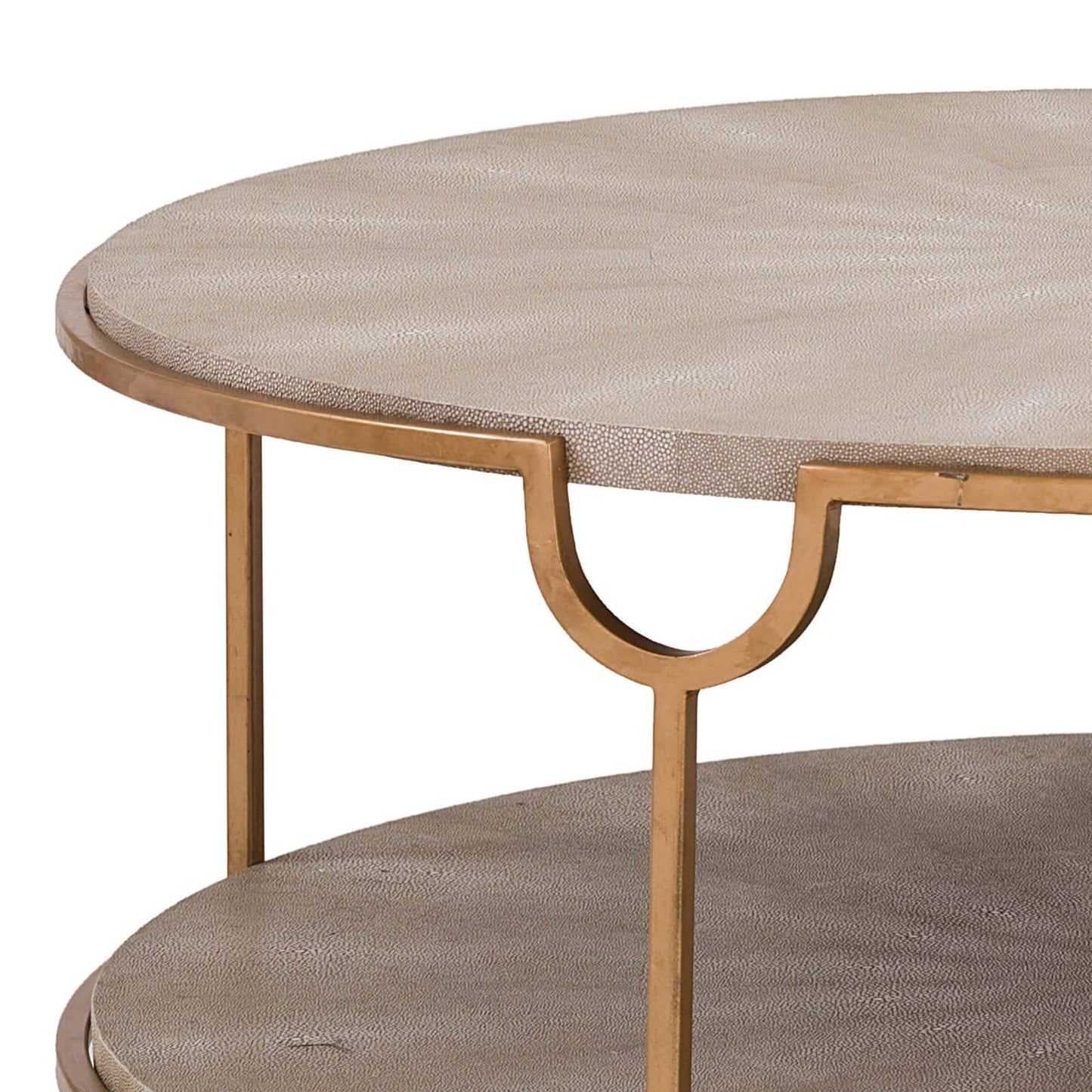 Vogue Shagreen Cocktail Table Ivory Grey And Brass By Regina Andrew | Coffee Tables | Modishstore - 4