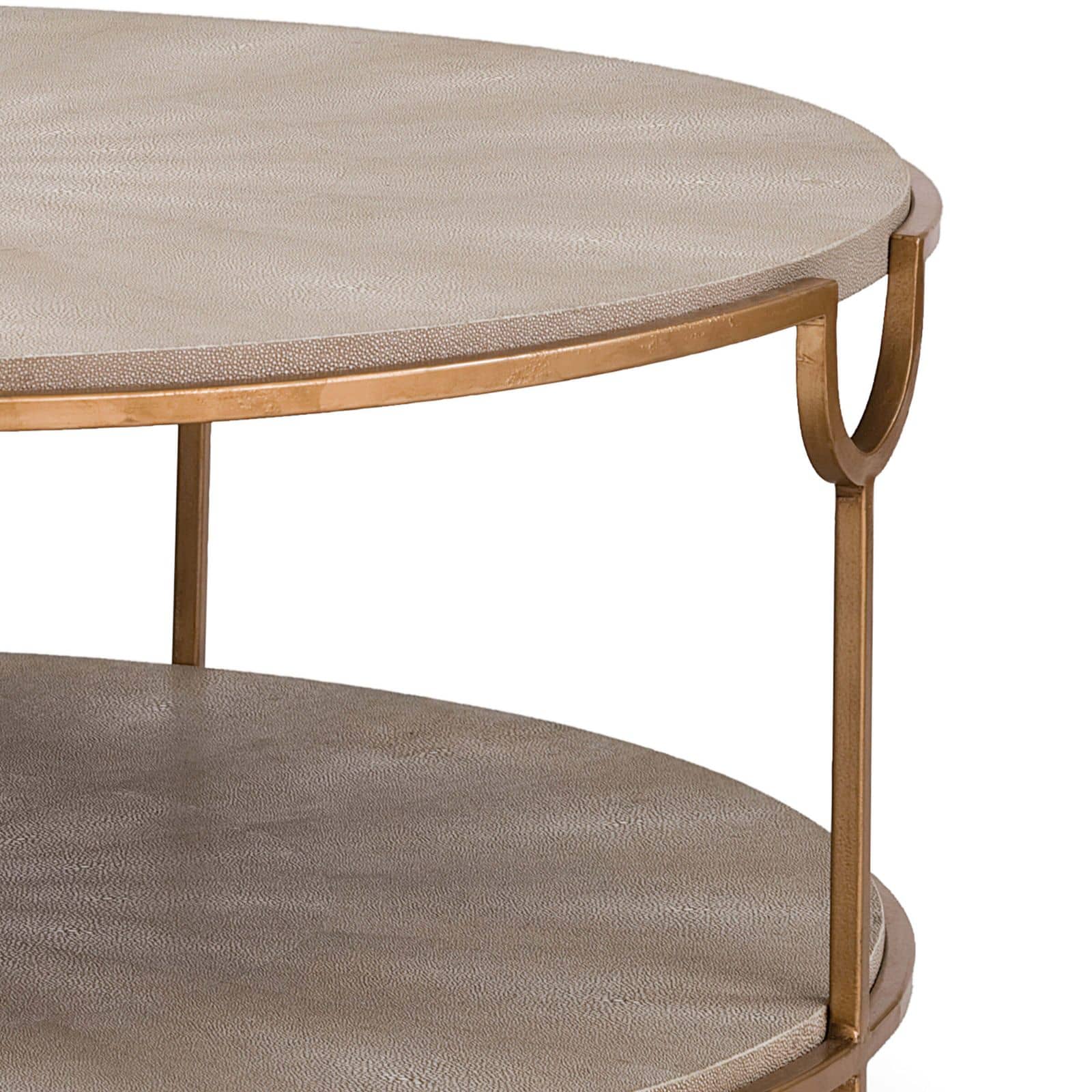Vogue Shagreen Cocktail Table Ivory Grey And Brass By Regina Andrew | Coffee Tables | Modishstore - 2