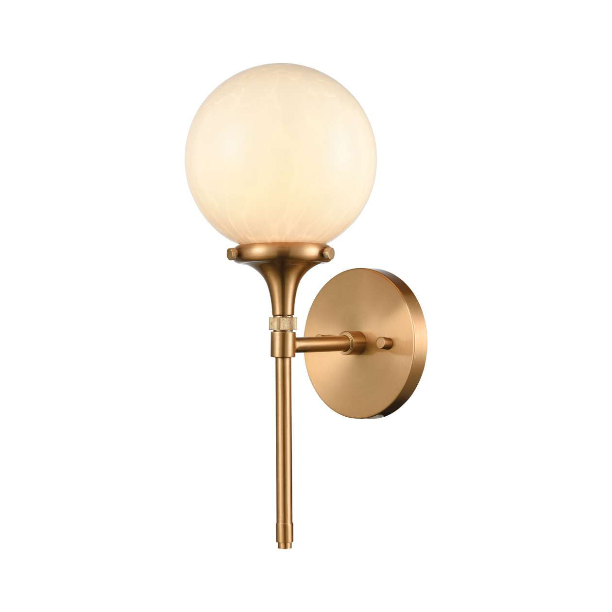 Beverly Hills 1-Light Sconce in Satin Brass with White Feathered Glass ELK Lighting | Sconces | Modishstore