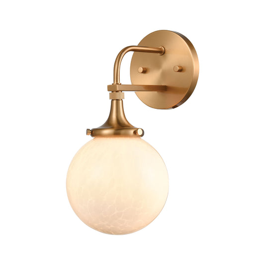 Beverly Hills Vanity Light in Satin Brass with White Feathered Glass by ELK Lighting | Modishstore | Wall Lamps