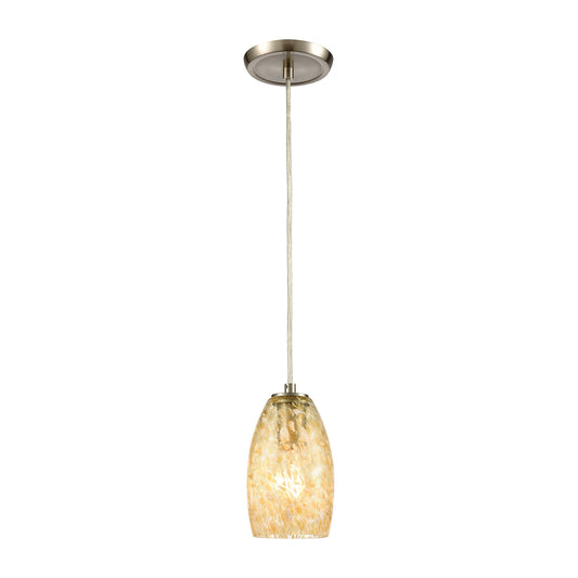 Golden Pasture 1-Light Mini Pendant in Satin Nickel with Gold and Amber Mottled Glass by ELK Lighting | Modishstore | Pendant Lamps