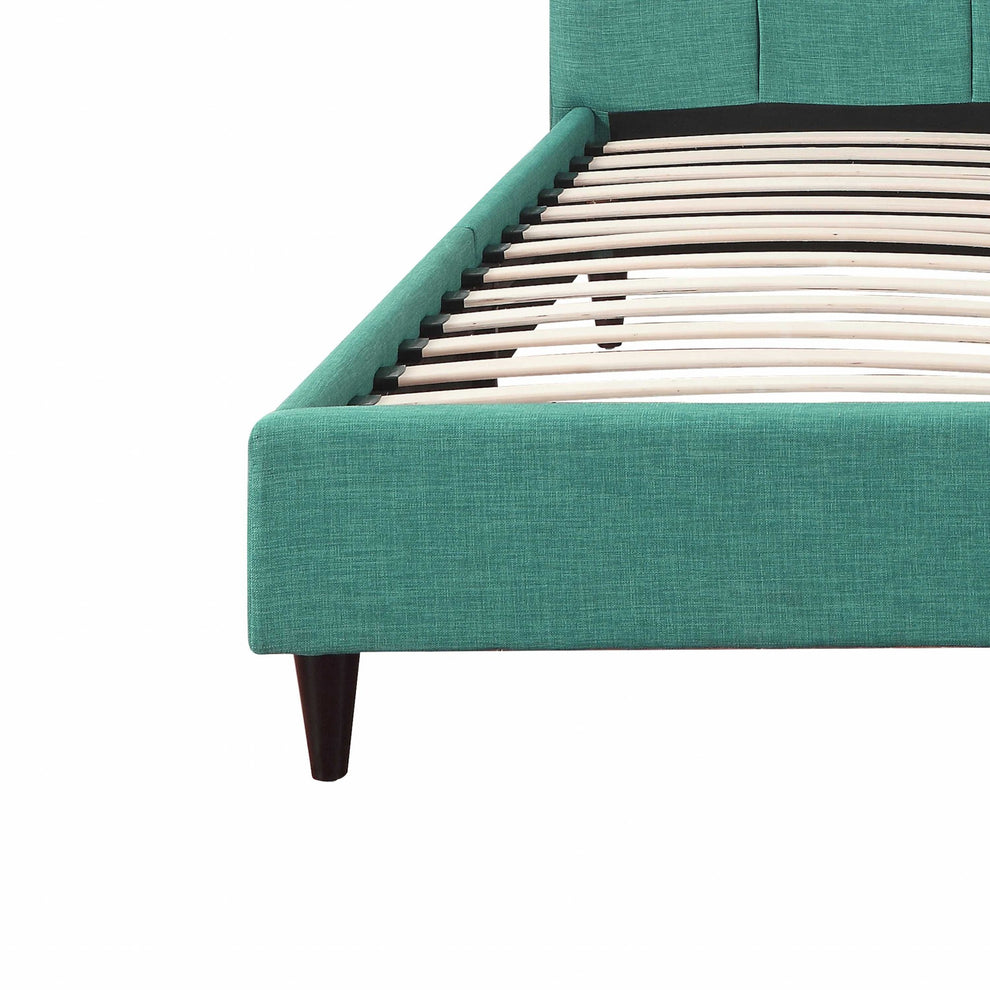 Queen Blue Modern Upholstered Square Stitched Platform Bed By Homeroots | Beds | Modishstore - 5