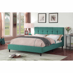 California King Blue Modern Upholstered Square Stitched Platform Bed By Homeroots