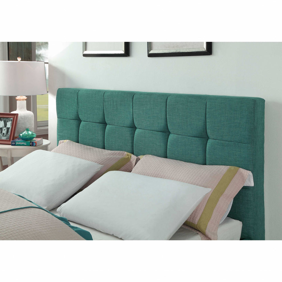 California King Blue Modern Upholstered Square Stitched Platform Bed By Homeroots | Beds | Modishstore - 3