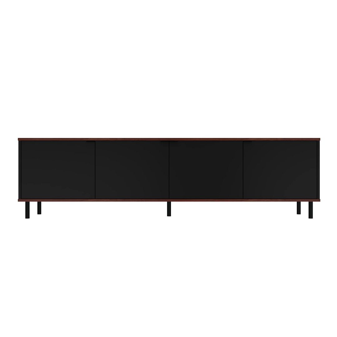 Manhattan Comfort Mosholu 77.04 TV Stand with 4 Shelves in Black and Nut Brown | TV Stands | Modishstore-2