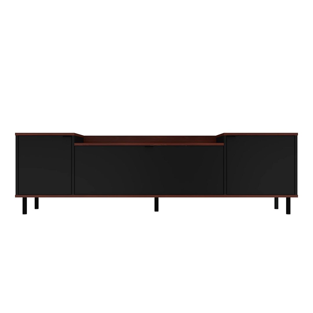 Manhattan Comfort Mosholu 66.93 TV Stand with 3 Shelves in Black and Nut Brown | TV Stands | Modishstore-2