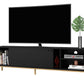 Manhattan Comfort Bowery 72.83 TV Stand with 4 Shelves in Black and Oak | TV Stands | Modishstore