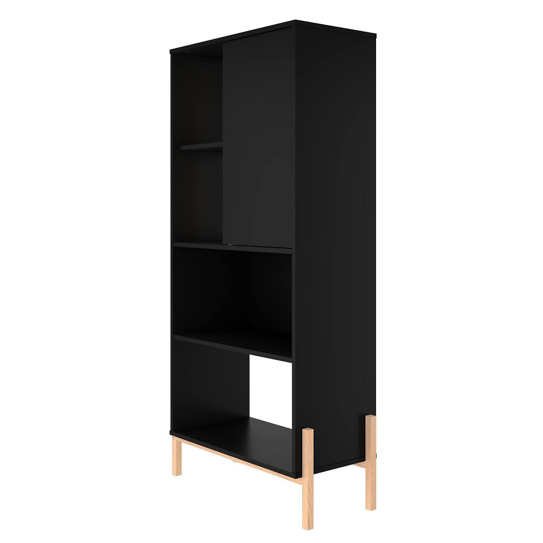 Manhattan Comfort Bowery Bookcase with 5 Shelves in Black and Oak | Bookcases | Modishstore-3