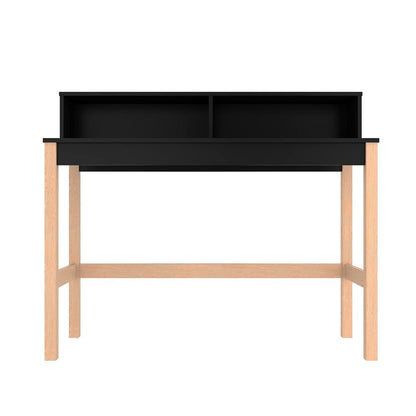 Manhattan Comfort Bowery Desk with 0 Shelves in Black and Oak | Desks | Modishstore-2