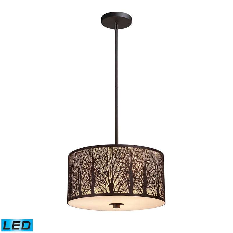 Woodland Sunrise 3-Light Pendant in Aged Bronze with Woodland Shade - Includes LED Bulbs ELK Lighting | Pendant Lamps | Modishstore