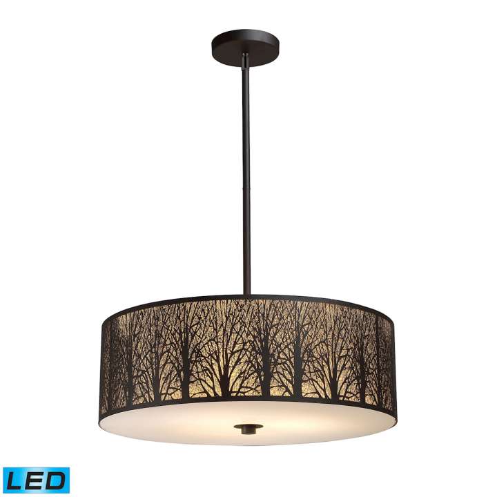 Woodland Sunrise 5-Light Chandelier in Aged Bronze with Woodland Shade - Includes LED Bulbs | Chandeliers | Modishstore