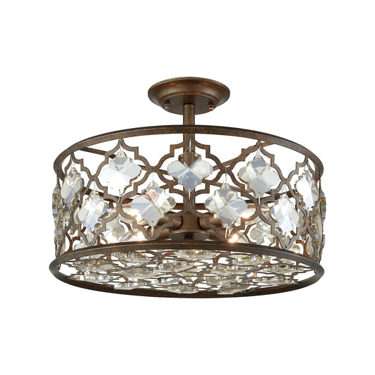 Armand 4-Light Semi Flush in Weathered Bronze with Champagne-plated Crystals ELK Lighting | Ceiling Lamps | Modishstore