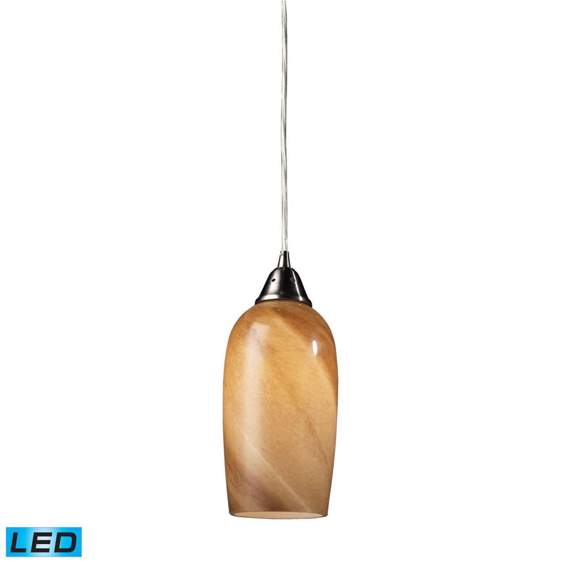 Sandstone 1-Light Mini Pendant in Satin Nickel with Sandstone Swirl Glass - Includes LED Bulb | Pendant Lamps | Modishstore