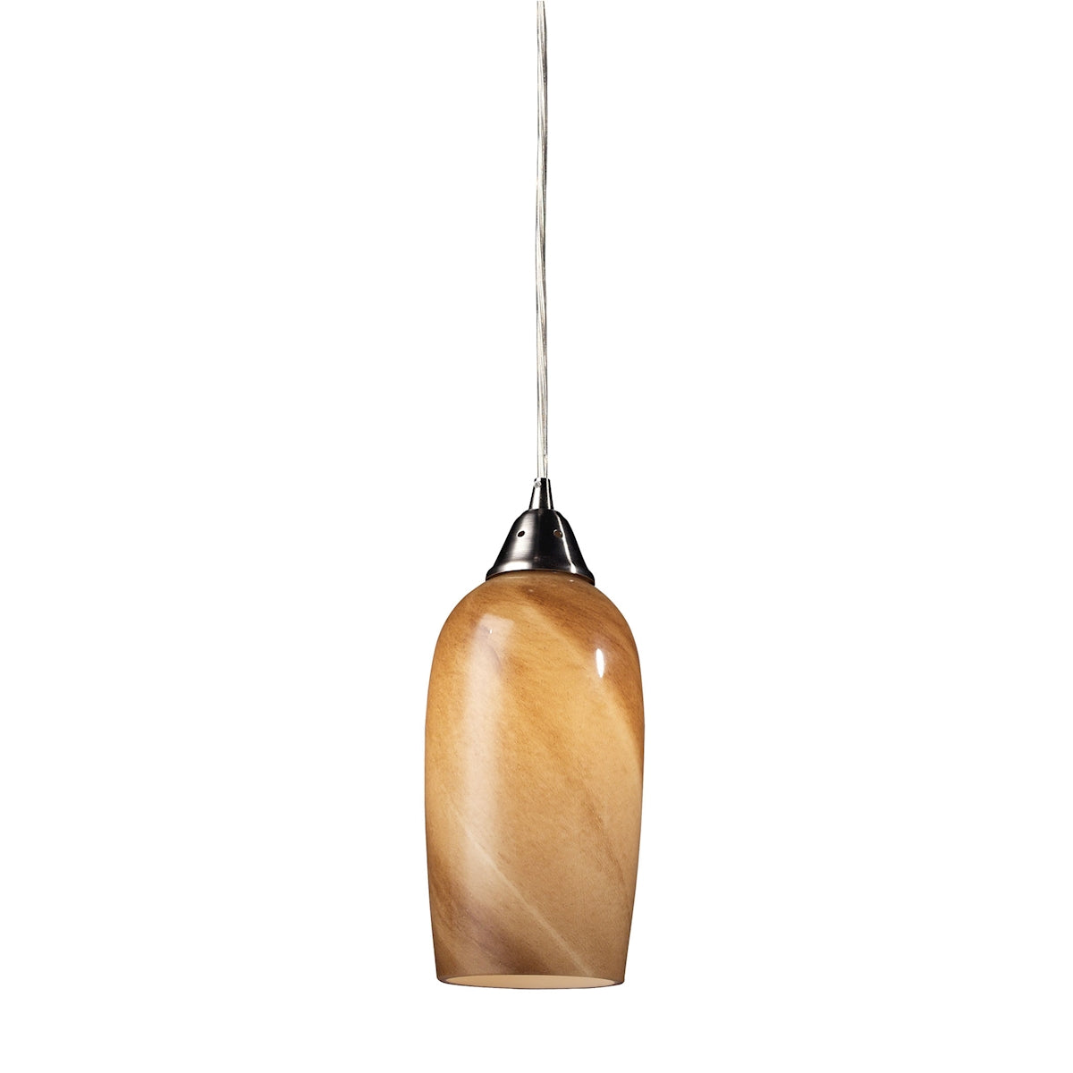 Sandstone 1-Light Mini Pendant in Satin Nickel with Sandstone Swirl Glass ELK Lighting | Pendant Lamps | Modishstore