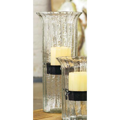 Kalalou Ribbed Glass Candle Cylinder With Rustic Insert-4