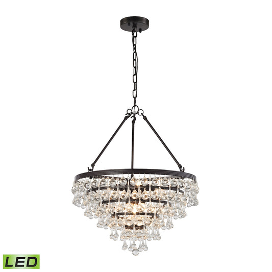 Ramira 6-Light Chandelier in Oil Rubbed Bronze with Clear Glass Drops - Includes LED Bulbs ELK Lighting | Chandeliers | Modishstore