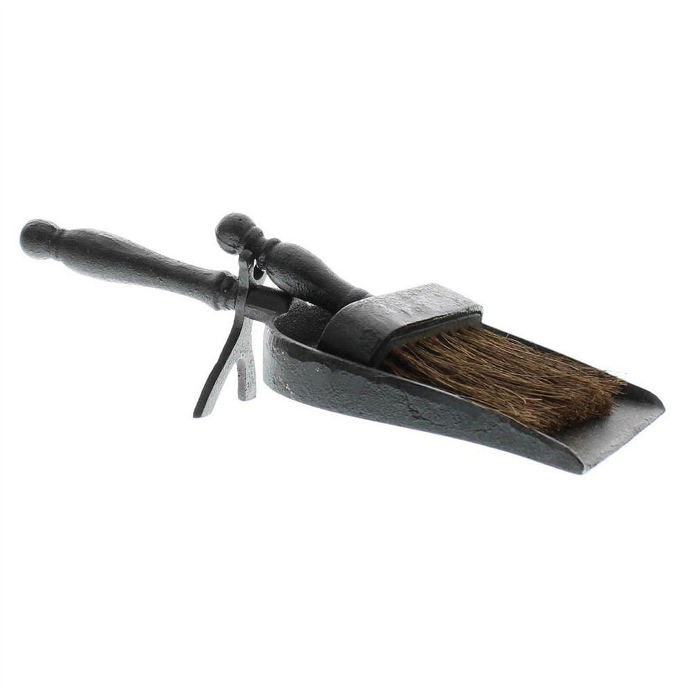 HomArt Fireplace Dust Pan with Broom - Cast Iron - Antique Black - Set of 2-2