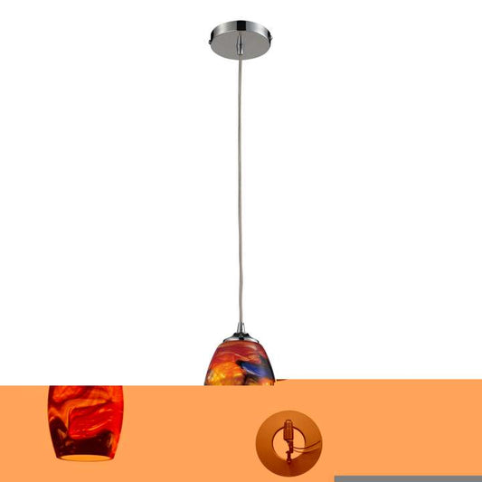 Surrealist 1-Light Mini Pendant in Polished Chrome with Multi-colored Glass - Includes Adapter Kit | Pendant Lamps | Modishstore