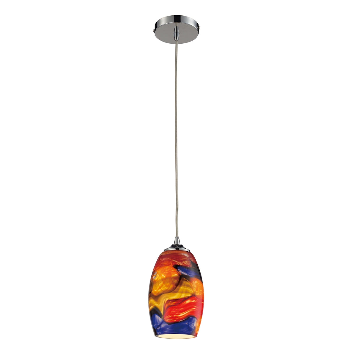 Surrealist 1-Light Mini Pendant in Polished Chrome with Multi-colored Glass ELK Lighting | Pendant Lamps | Modishstore