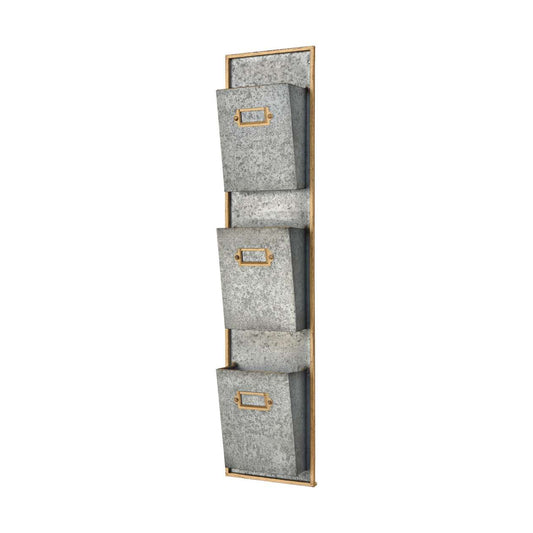 Whitepark Bay Wall Organizer in Pewter and Gold ELK Home | Wall Shelf | Modishstore