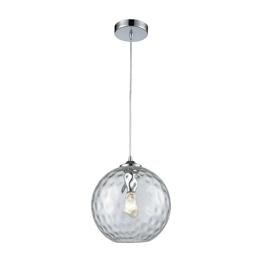 Watersphere 1-Light Mini Pendant in Chrome with Hammered Clear Glass ELK Lighting | Pendant Lamps | Modishstore