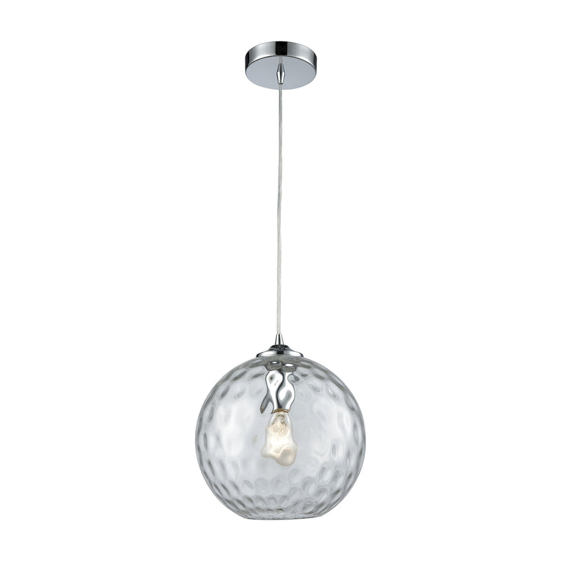 Watersphere 1-Light Mini Pendant in Chrome with Hammered Clear Glass ELK Lighting | Pendant Lamps | Modishstore