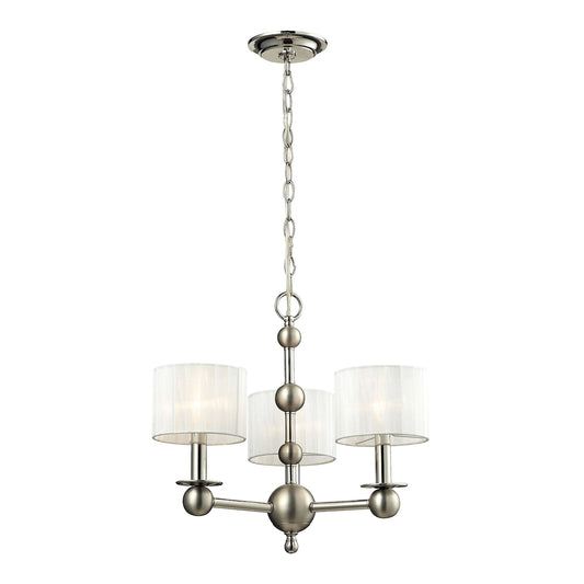 Meridian Collection 3 light chandelier in Polished Nickel/Matte Nickel ELK Lighting | Chandeliers | Modishstore