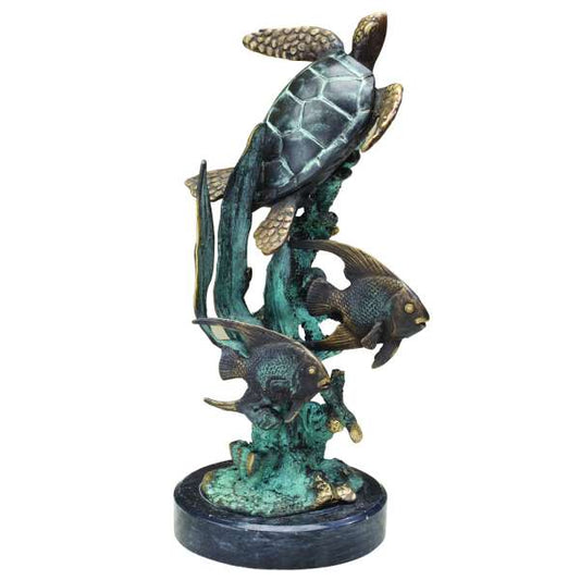 Single Sea Turtle with Fish By SPI Home | Home Accents | Modishstore