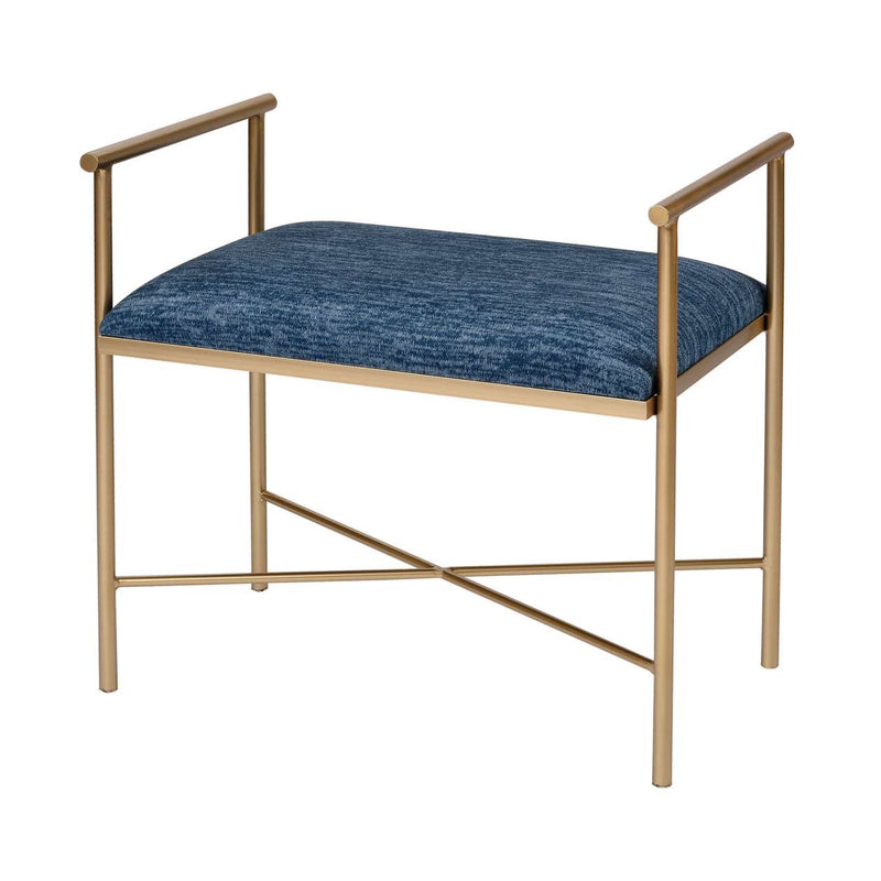 Blue Grand Bench in Navy Blue Chenille and Gold ELK Home | Stools & Benches | Modishstore