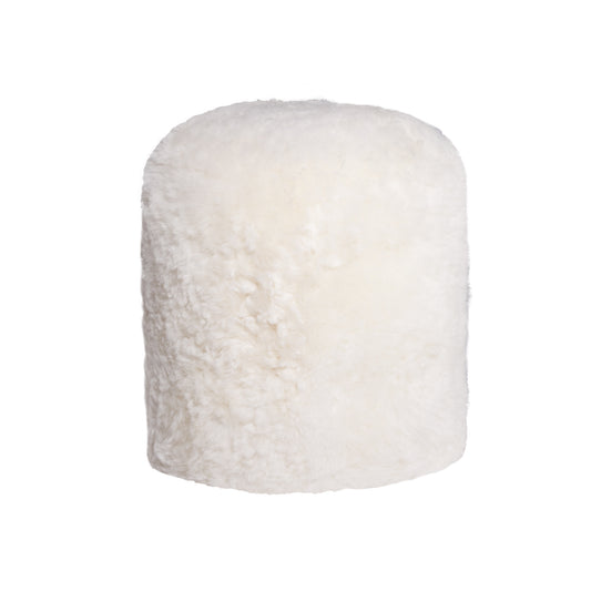 White Short-Hair Sheepskin - Stump Pouf By Homeroots | Poufs | Modishstore