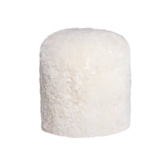 White Short-Hair Sheepskin - Stump Pouf By Homeroots