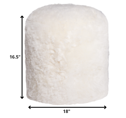 White Short-Hair Sheepskin - Stump Pouf By Homeroots | Poufs | Modishstore - 2