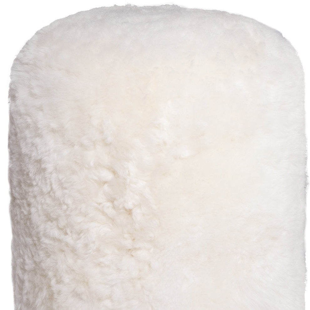 White Short-Hair Sheepskin - Stump Pouf By Homeroots | Poufs | Modishstore - 4