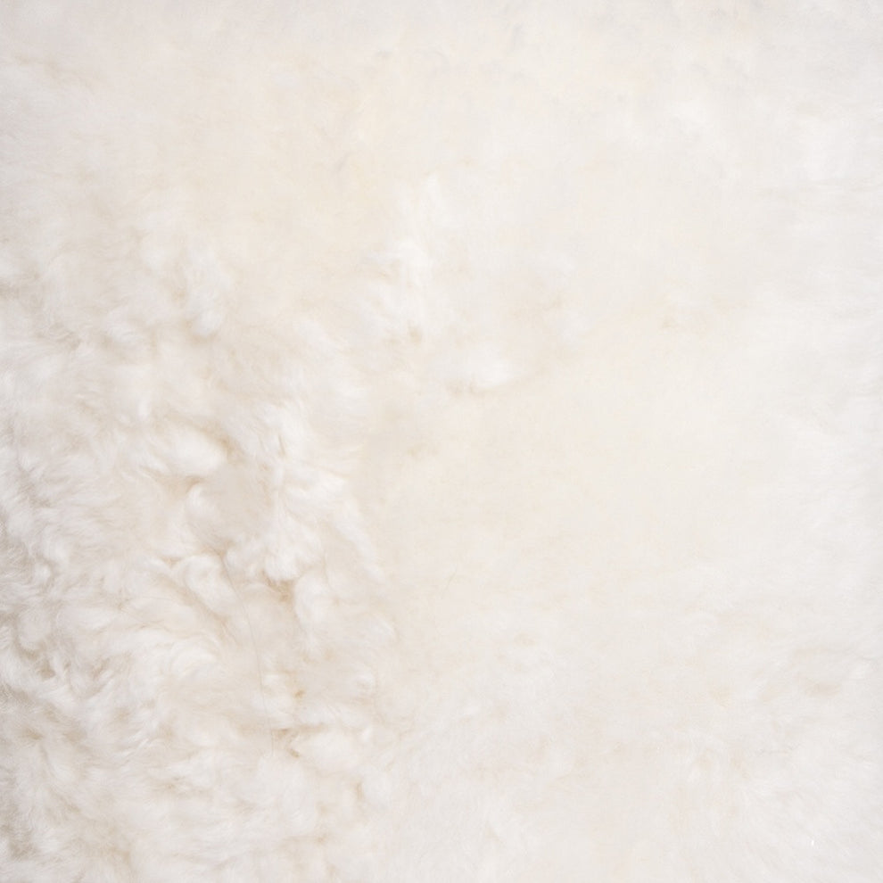 White Short-Hair Sheepskin - Stump Pouf By Homeroots | Poufs | Modishstore - 5