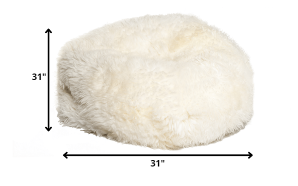 White Short-Hair Sheepskin Bean Bag By Homeroots | Poufs | Modishstore - 2