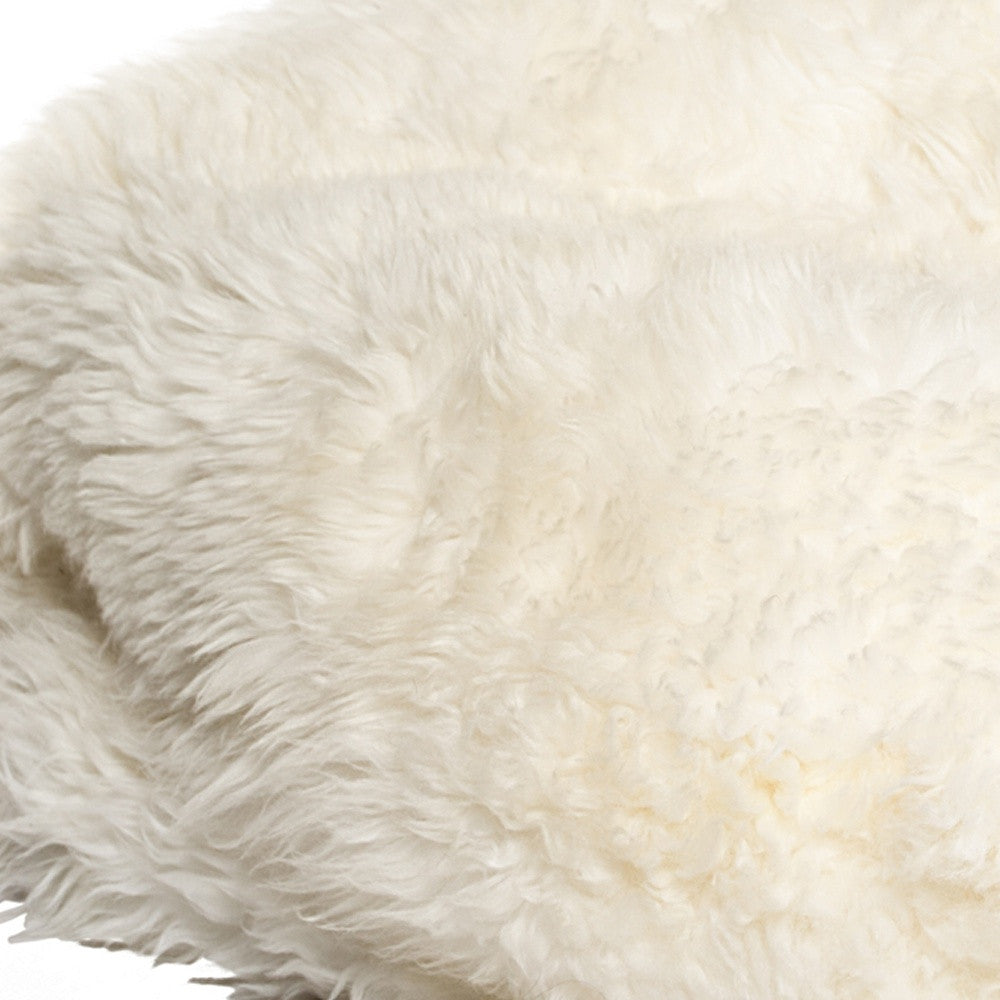 White Short-Hair Sheepskin Bean Bag By Homeroots | Poufs | Modishstore - 5