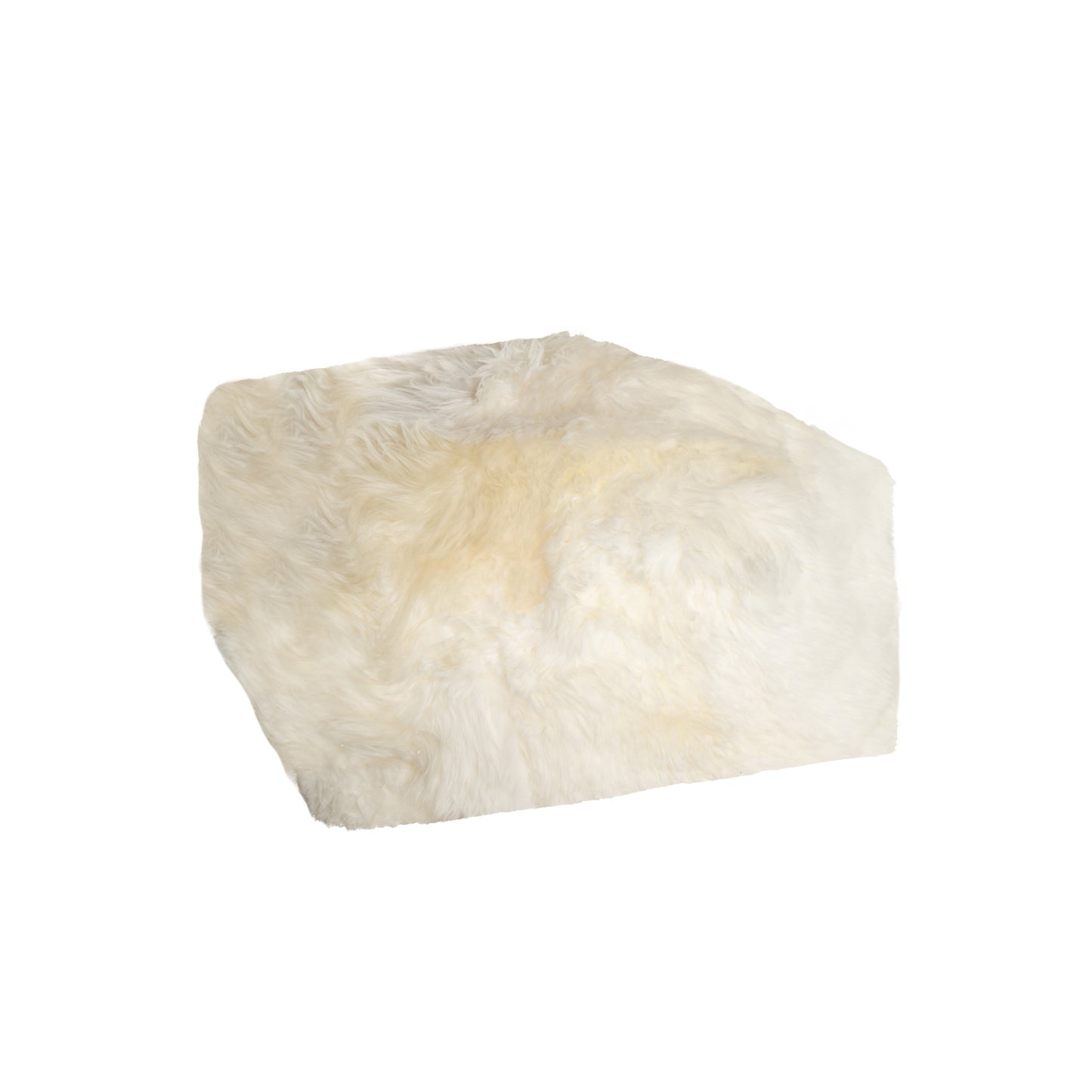White Short-Hair Sheepskin Cube Pouf By Homeroots | Poufs | Modishstore