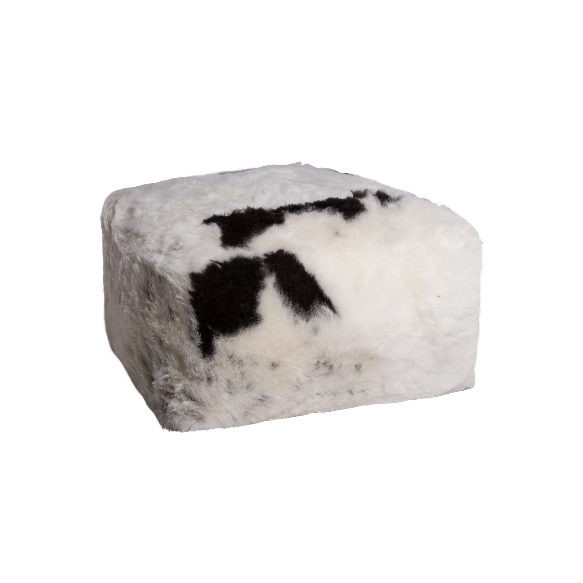 Spotted Short-Hair Sheepskin Cube Pouf By Homeroots | Poufs | Modishstore