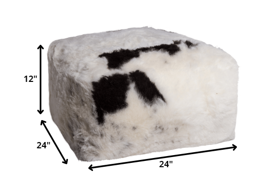 Spotted Short-Hair Sheepskin Cube Pouf By Homeroots | Poufs | Modishstore - 2