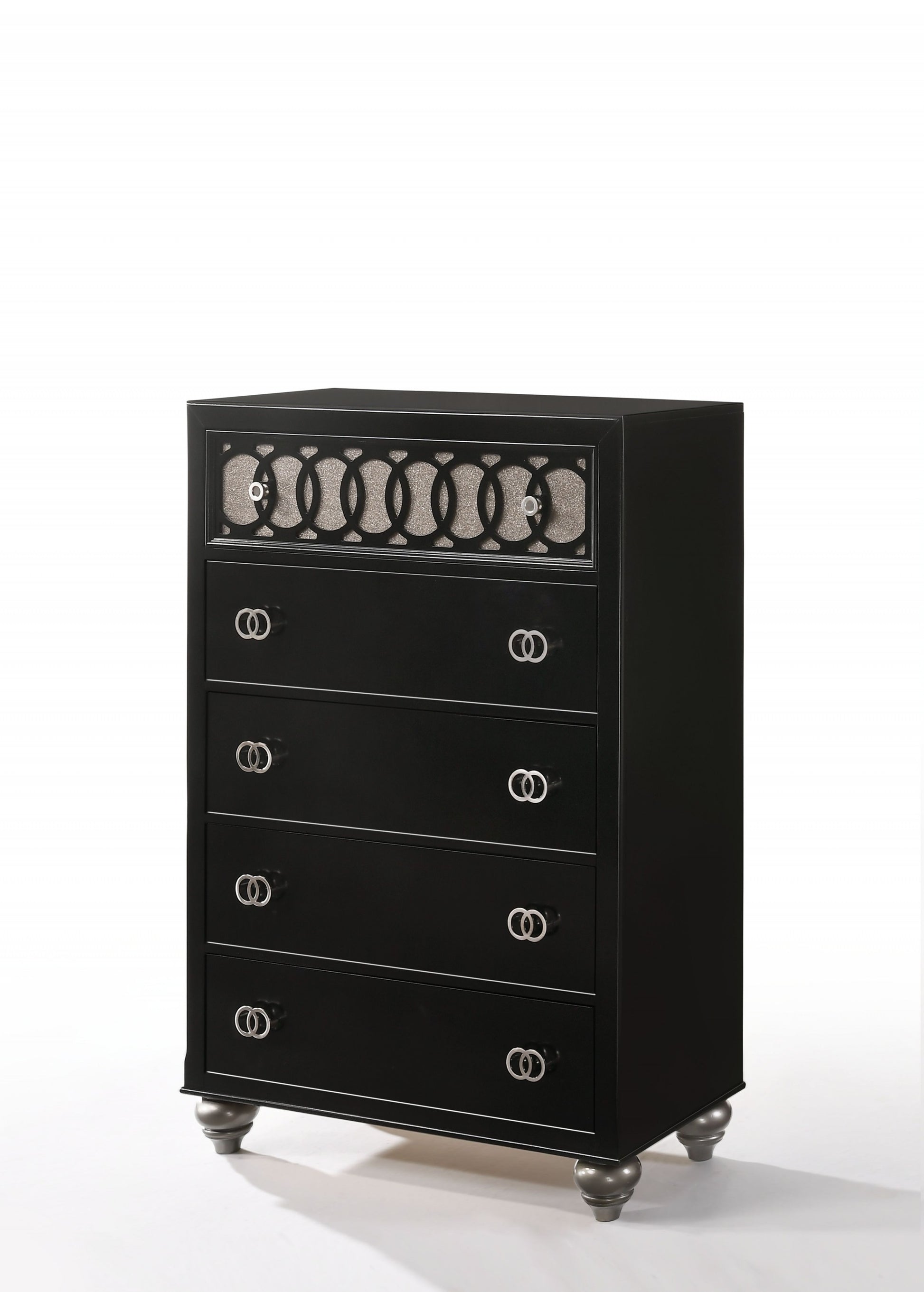 Nickel Brushed And Black Wood Chest By Homeroots | Drawers | Modishstore