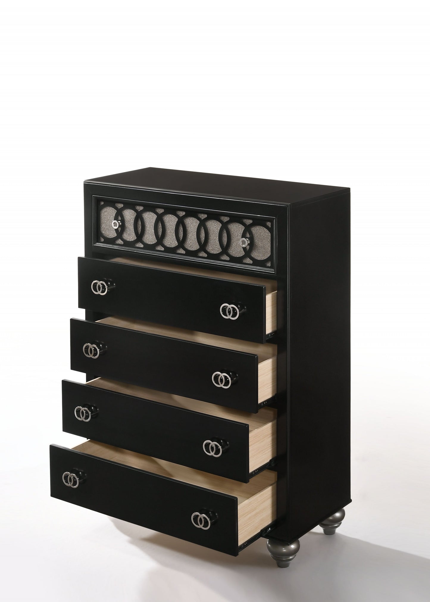 Nickel Brushed And Black Wood Chest By Homeroots | Drawers | Modishstore - 2