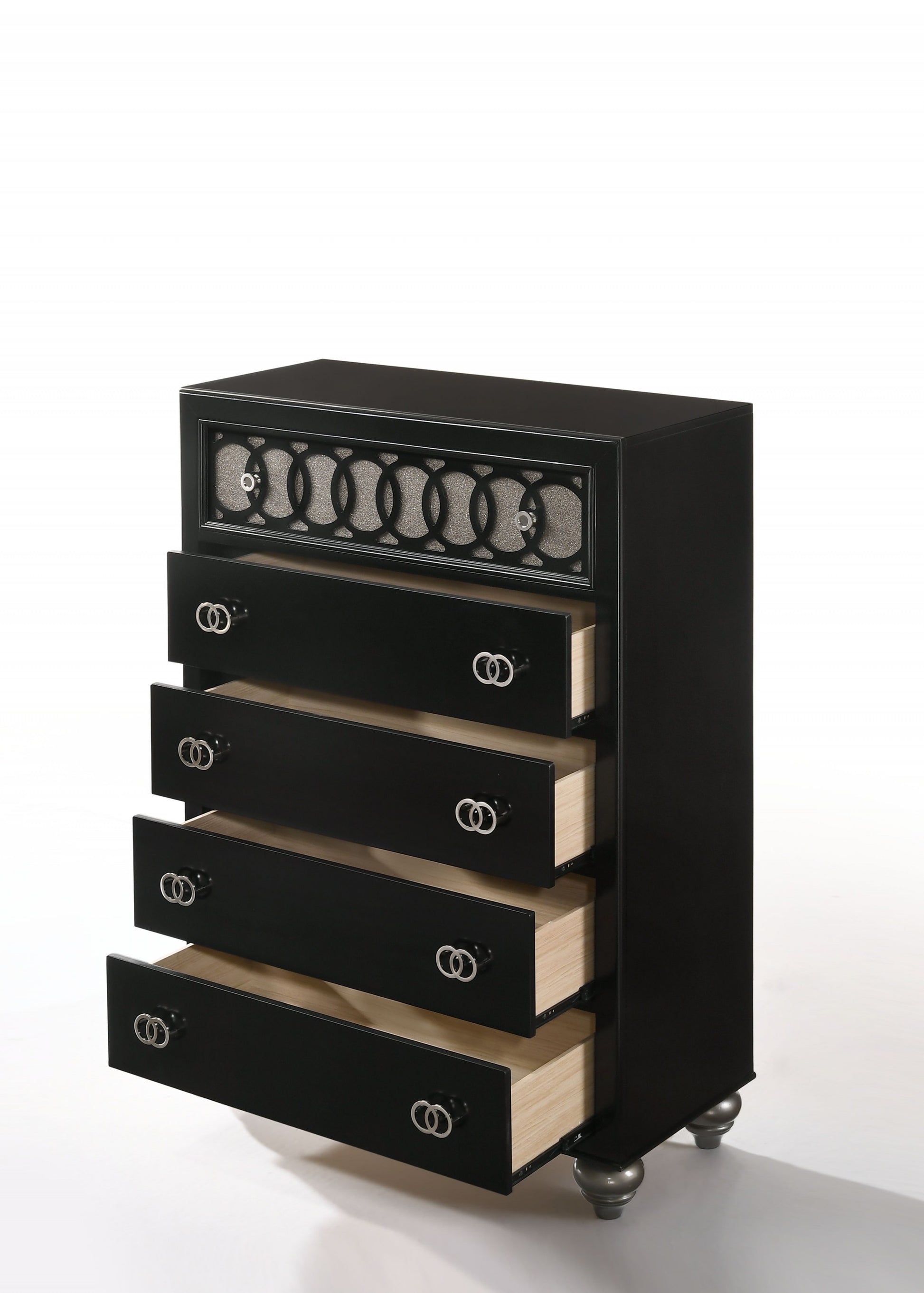 Nickel Brushed And Black Wood Chest By Homeroots | Drawers | Modishstore - 2